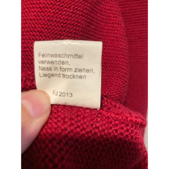 H. Moser Button Cardigan Red Green Embroidery Trim Wool 14 - Picture 4 of 9